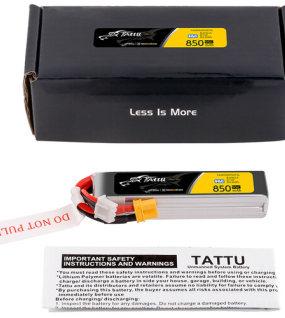 Tattu R-Line 850mAh 2S 7.6V HD 95C LiPo Long Pack Battery with XT30 Plug – High Performance FPV Racing Battery