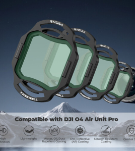 Freewell Standard Day Filter Kit for DJI O4 Air Unit Pro (4-Pack) – ND Drone Camera Filters for FPV Cinematic Aerial Footage