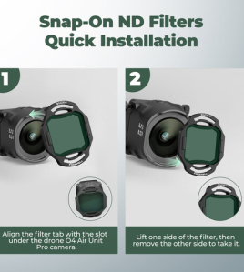 Freewell Standard Day Filter Kit for DJI O4 Air Unit Pro (4-Pack) – ND Drone Camera Filters for FPV Cinematic Aerial Footage