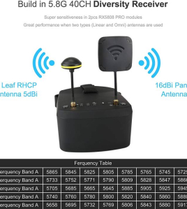 EV800D 5.8GHz 40CH Diversity FPV Goggles with DVR