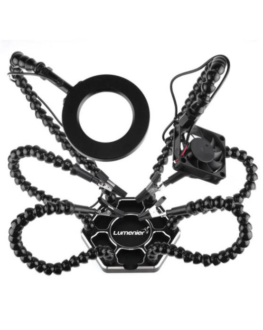 Lumenier Helping Hands V2 with USB Fan, LED Light & Magnifier – Soldering and Electronics Repair Tool