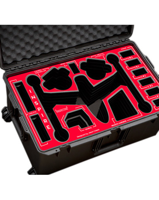 Jason Cases Protective Hard Case for DJI Inspire Quadcopter – Red Overlay | Waterproof & Impact-Resistant