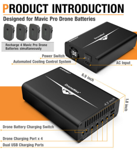 ENERGEN DroneMax Charger for 4× DJI Mavic Pro &amp; Mavic Pro Platinum Batteries – Multi-Battery Fast Charging Hub