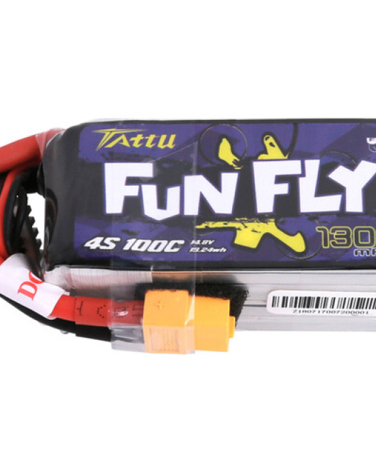 Tattu Funfly 1300mAh 4S 100C 14.8V LiPo Battery Pack with XT60 Plug – FPV Practice & Freestyle Drone Battery