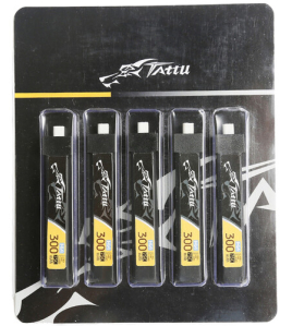 Tattu 300mAh 1S 75C 3.8V HV LiPo Battery with JST-PHR 2.0 Plug – 5 Pack for Tiny Whoop &amp; Micro FPV Drones