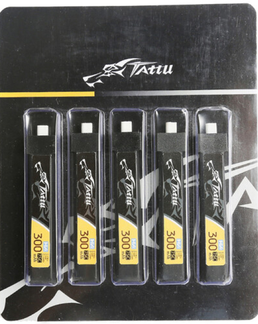 Tattu 300mAh 1S 75C 3.8V HV LiPo Battery with JST-PHR 2.0 Plug – 5 Pack for Tiny Whoop & Micro FPV Drones