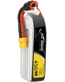 Tattu 4S 450mAh 75C 14.8V LiPo Battery Pack with XT30 Plug – Long Size FPV Racing Battery for H Frame Drones