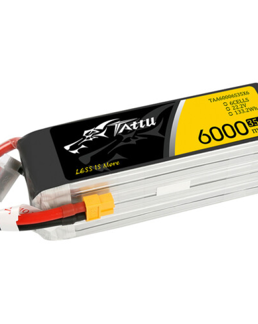 Tattu 6000mAh 6S 22.2V 35C LiPo Battery Pack with XT60 Plug – High Capacity Drone Power Battery