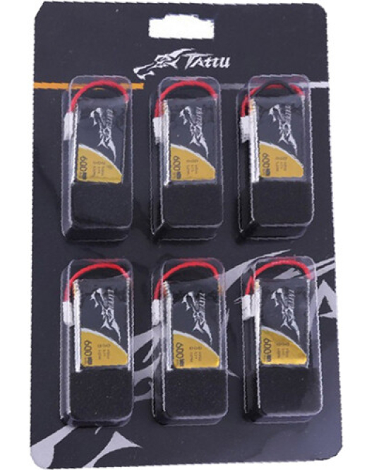 Tattu 1S 600mAh 25C 3.7V LiPo Battery Pack with Molex 51005-2P Plug – 6 Pack for Micro RC Drones & Helicopters