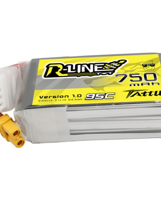 Tattu R-Line 750mAh 3S 11.1V 95C LiPo Battery Pack with XT30 Plug – High Performance FPV Racing Drone Battery