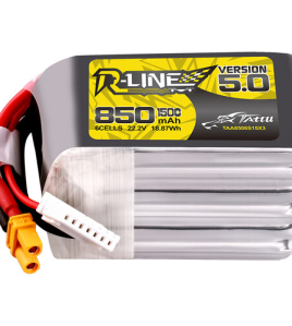 Tattu R-Line Version 5.0 850mAh 6S 150C 22.2V LiPo Battery with XT30U-F Plug for FPV Racing Drones